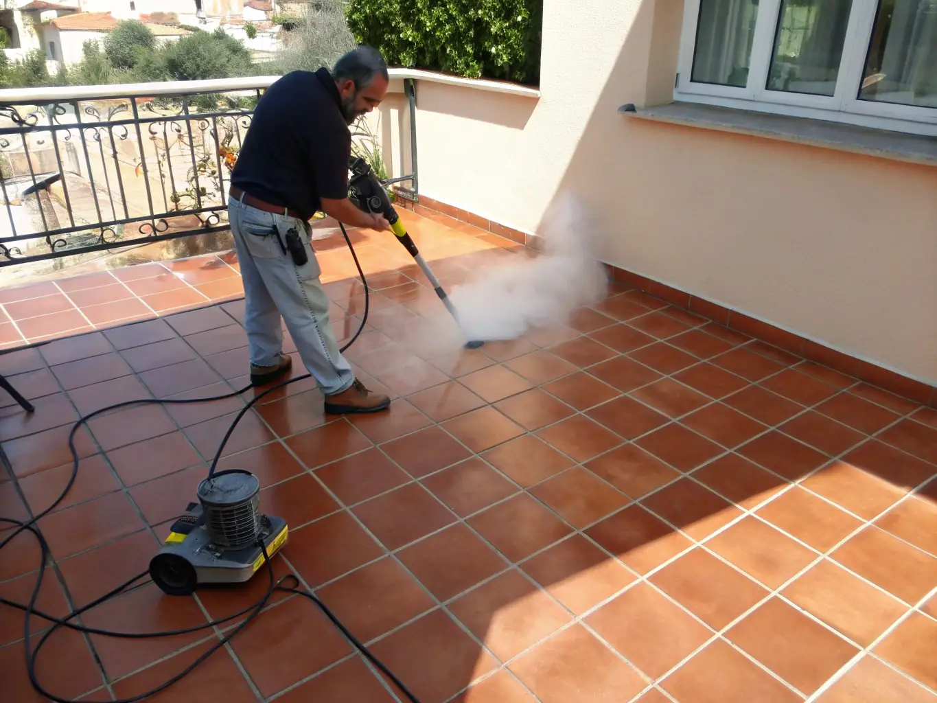 A close-up shot of a technician meticulously cleaning a delicate textile with professional equipment, highlighting the care and precision DV Clean Services provides.